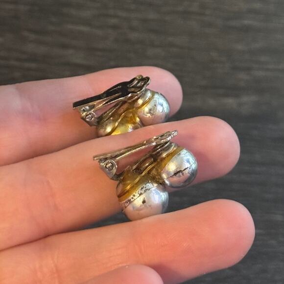 Vintage Statement Necklace And Clip On Earring Set Orange Silver Yellow White‎ - Picture 4 of 6